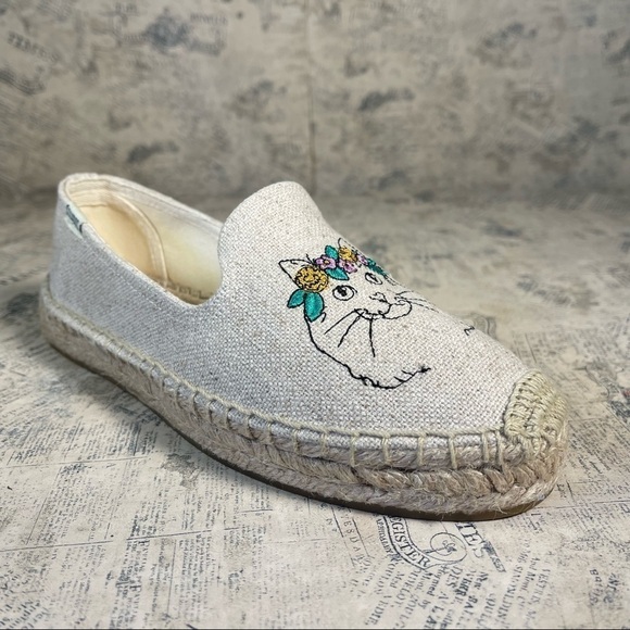 Soludos Espadrille Flat with embroiled cat - Picture 2 of 10